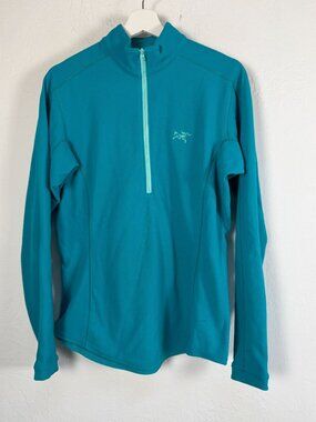 Arcteryx Delta LT Fleece Womens Blue Polartec Waffle Grid 1/2 Zip Pullover Large